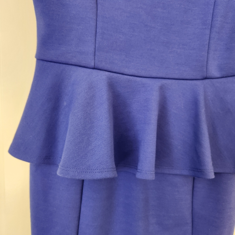 Peplum Dress Sleeveless Mini Pencil Bodycon Blue Career Business Casual Medium - Picture 8 of 13